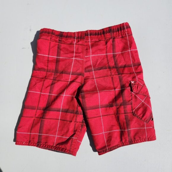 Quicksilver Swim Trunks Size Small S Boy's Swimming Shorts Red Plaid Swimsuit 12 - Picture 3 of 11